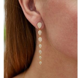 18K Gold Vermeil Pavé CZ Graduated Teardrop Earrings Savvy Cie Jewels Size OS